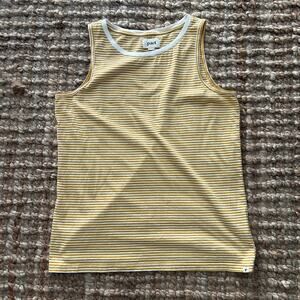 Pact Organic Cotton Striped Tank Top Women’s M Yellow White EUC